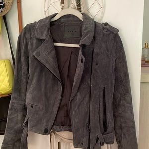 BLANKNYC grey suede Moto jacket